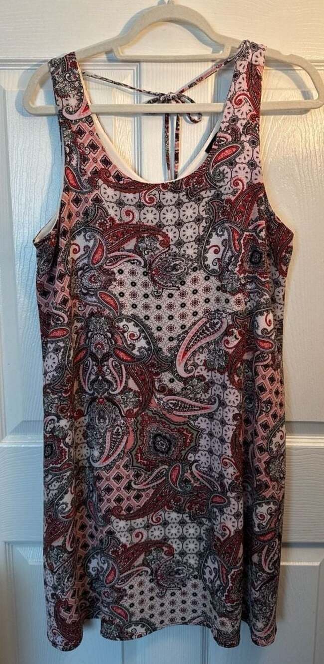 Bobeau Paisley Print Sleeveless Tie-Back Dress Size Large